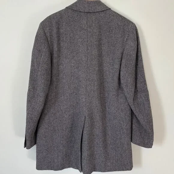 Canali Italian Herringbone Wool Coat Mens Size 36 52 - Picture 3 of 11